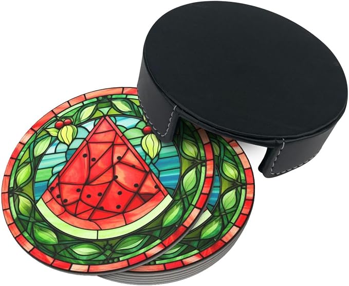 Watermelon Coasters for Drinks, Watermelon Decor Bar Drink Coasters for Coffee - Image 3