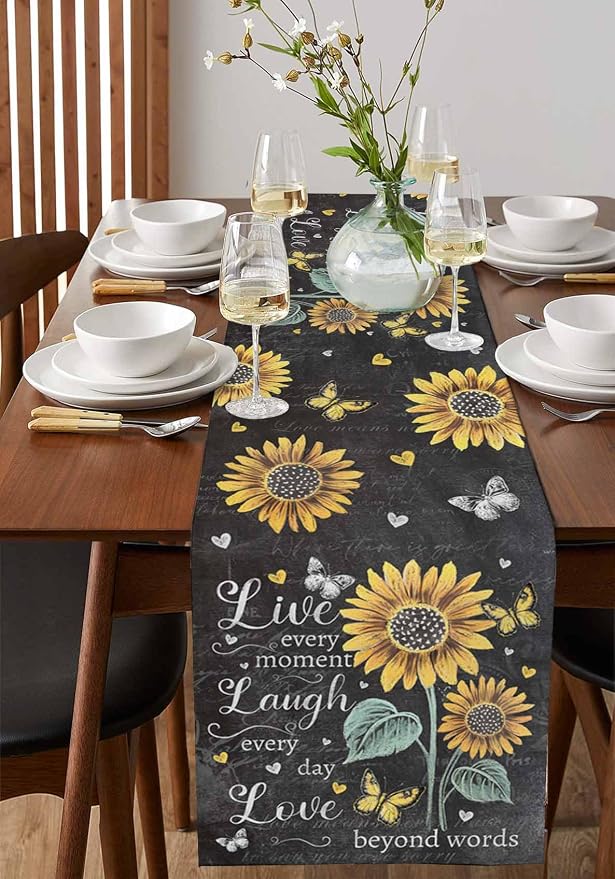 Retro Sunflower Table Runners 72 Inches Long, Spring Summer Farmhouse Table - Image 2