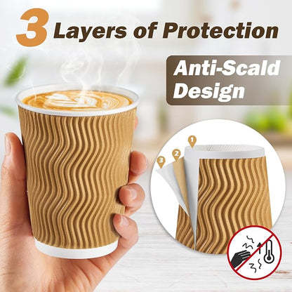 SIUQ 12 oz Coffee Cups-90 Pack Disposable Coffee Cups - Image 3