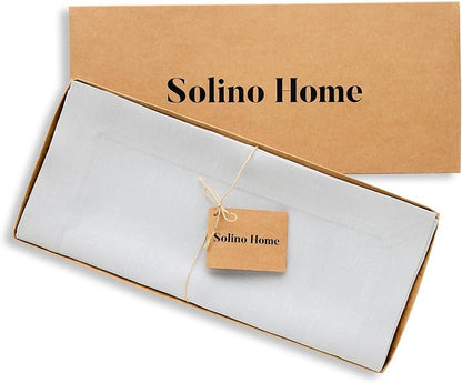 Solino Home 100% Linen Dining Table Runner Silver Cloud, Fete 14 x 60 in | - Image 6
