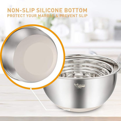 Wildone Mixing Bowls with Airtight Lids Set, with Grater Attachments & Non-Slip - Image 5