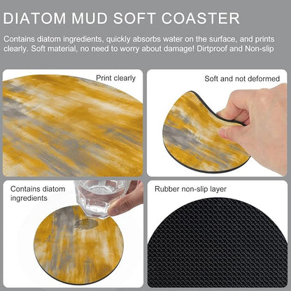 Orange Gray Coasters Set of 4, Absorbent Coasters - Image 9