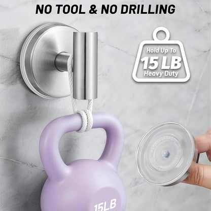 15 lb Suction Cup Hooks for Shower, Stainless Steel Bath Towel Hooks | - Image 2