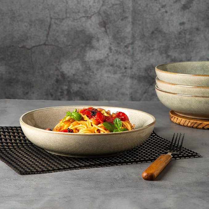 AmorArc 8.5'' Large Pasta Bowls, 36oz Stoneware Pasta Serving Bowls Set of 6 - Image 3