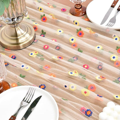 Flower Table Runner Floral Daisy Summer Birthday Party Garden Wedding Decor | - Image 5