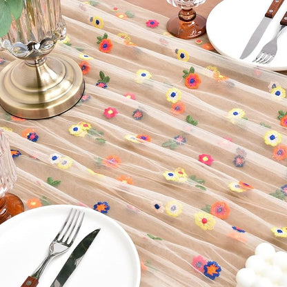 Flower Table Runner Floral Daisy Summer Birthday Party Garden Wedding Decor | - Image 5