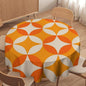Retro Mid Century Round Tablecloth, Abstract Geometric Mid Century Colorful Pattern Print Tablecloth for Home Party Dining Room Kitchen Decor 70Inch(178cm)