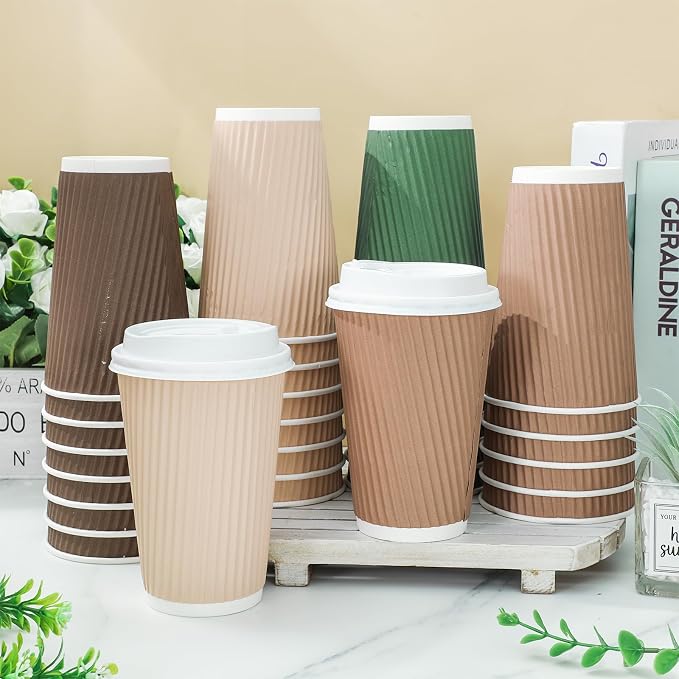 Whaline 100 Pcs Woodland Themed Disposable Coffee Cups - Image 4
