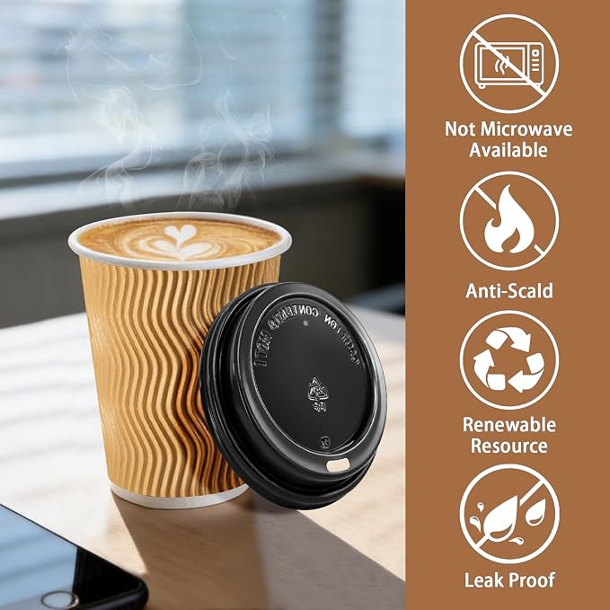 Lamosi 50 Pack 8 oz Disposable Coffee Cups - Image 4