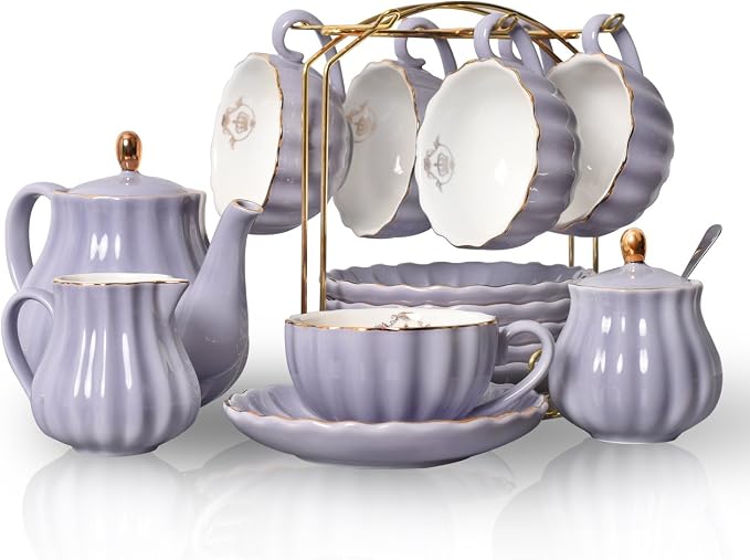 Porcelain Tea Sets British Royal Series, 8 OZ Cups& Saucer Service by Sweejarco1949