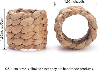 Napkin Rings Set of 24, Handmade Water Hyacinth Boho Napkin Rings, Rustic - Image 2