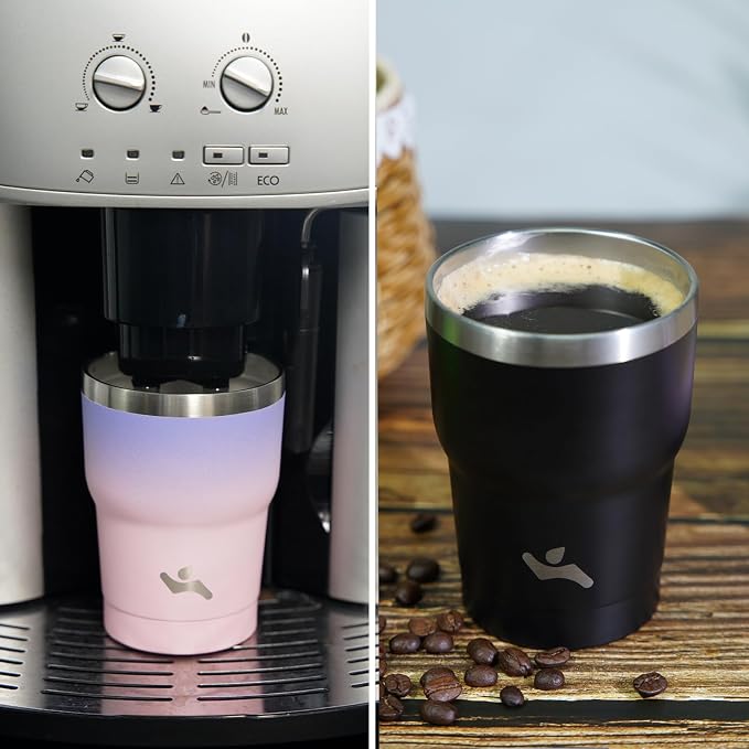 Konokyo 10 oz Tumbler with Handle and Straw, Insulated Travel Mug | Black; - Image 7