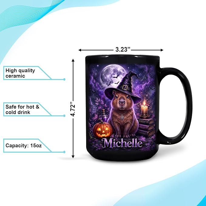 Hyturtle Personalized Halloween Capybara Mug, Custom Name Gift - Image 4