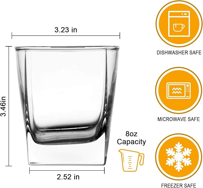 QAPPDA Heavy Base Whiskey Glasses, 8 oz Set of 12, Classic Design, Great Gift - Image 2
