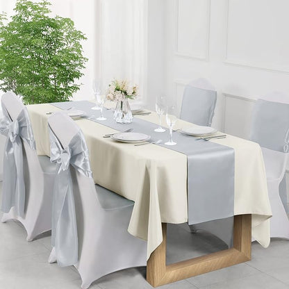Manyshofu Silver Satin Table Runner 12x108 - Image 5