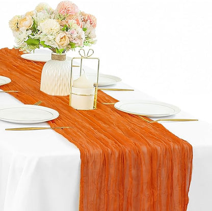 10FT Orange Cheesecloth Table Runner Boho Gauze Fabric Runner by Sunnyline
