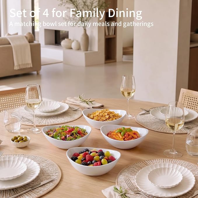 LIFVER 9" Serving Bowls for Wedding Decor, 36 OZ Porcelain Serving Dishes for - Image 6