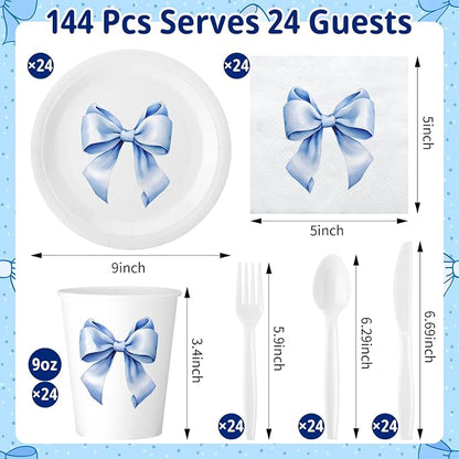 Sieral 144 Pcs Blue Bow Party Supplies Coquette Cute Supplies Bachelorette - Image 2