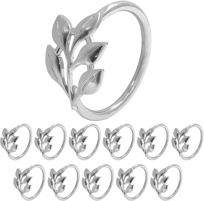 Silver Napkin Rings, Elegant Modern Style | Metal Leaf Holders, - Image 5