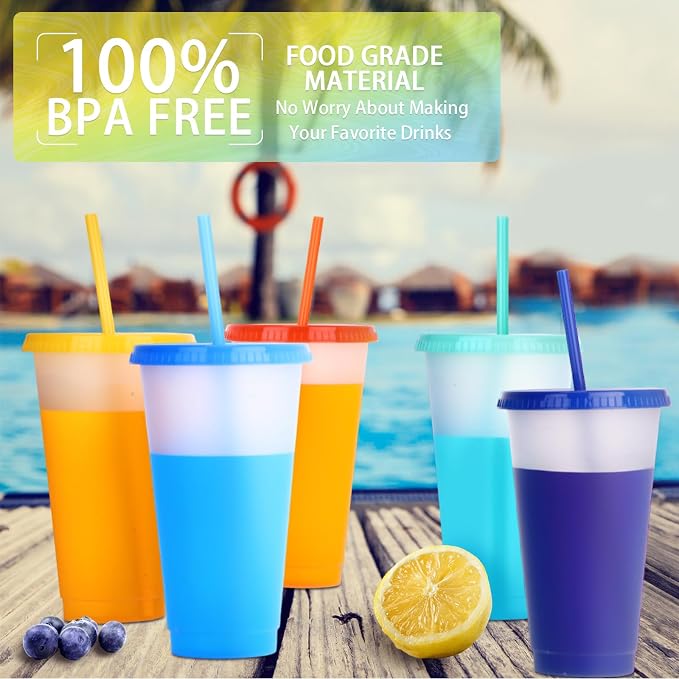 Honeydak 100 Pack Tumbler with Straw and Lid Bulk Cups - Image 3