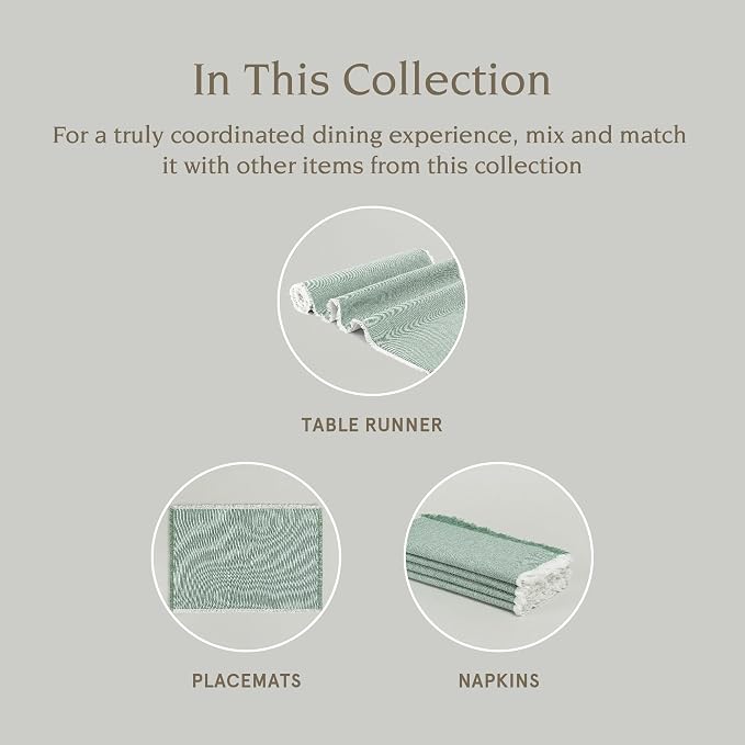 Over&Back 18x108 Woven Frayed Chambray Cotton Table Runner - Image 4