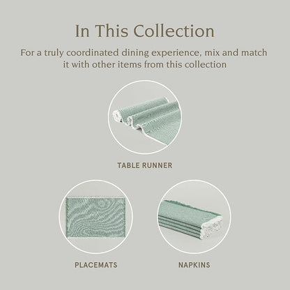 Over&Back 18x90 Woven Frayed Chambray Cotton Table Runner - Image 4