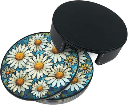 Daisy Coasters for Drinks, Daisy Decor Bar Drink Coasters for Coffee Table - Image 3
