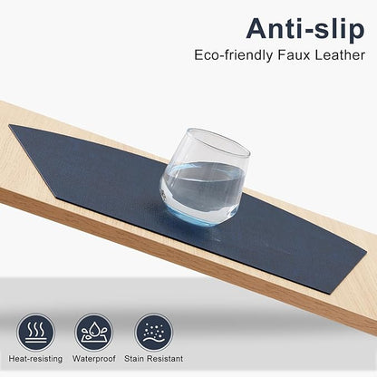 Homaxy Round Table Placemats Set of 4, Washable Wedge Shaped Faux Leather Table Mats, Wipeable Kitchen Dinner Place Mats for Indoor Outdoor, Navy Blue