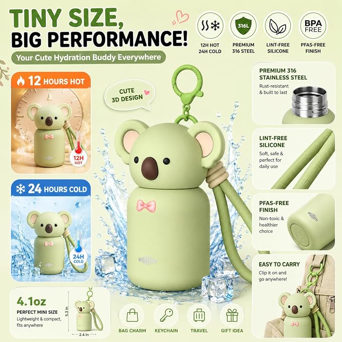 4.1oz Mini Insulated Water Bottle, Portable Coffee Cup, Small Travel Cup Vacuum - Image 4