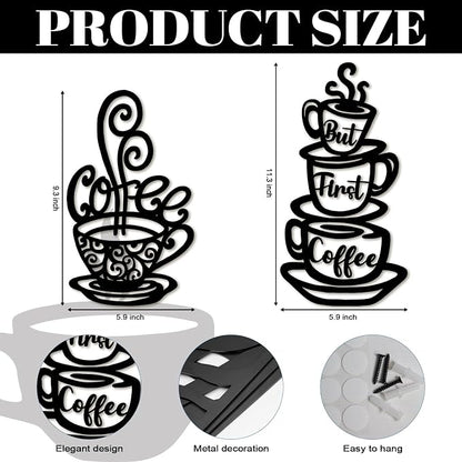 Oubasa Metal Pour Coffee Cup Wall Decor, Minimalist Cafe Themed - Image 3