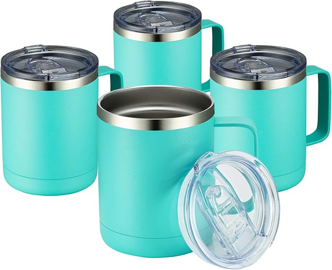 MEWAY 12oz Coffee Mug With Handle 4 Pack Bulk, Stainless Steel Insulated Travel by MEWAY