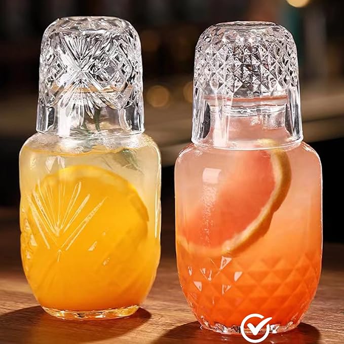 Bedside Water Carafe and Glass Set, Mfacoy 17 OZ Glasses Pitcher & 5 OZ Cup by Mfacoyisalifestylebrand