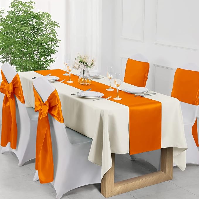 Manyshofu Orange Satin Table Runner 12x72 - Image 3