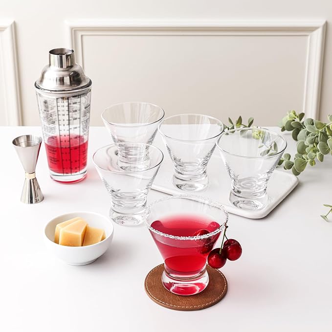 Martini Glasses Set of 4, 8oz Stemless Martini Cocktail Glasses - Image 4