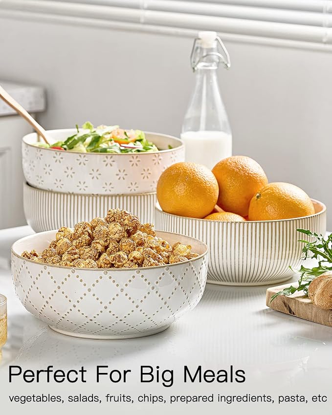 getstar Large Serving Bowls, Ceramic Salad Bowl Set of 2, Microwave and - Image 2