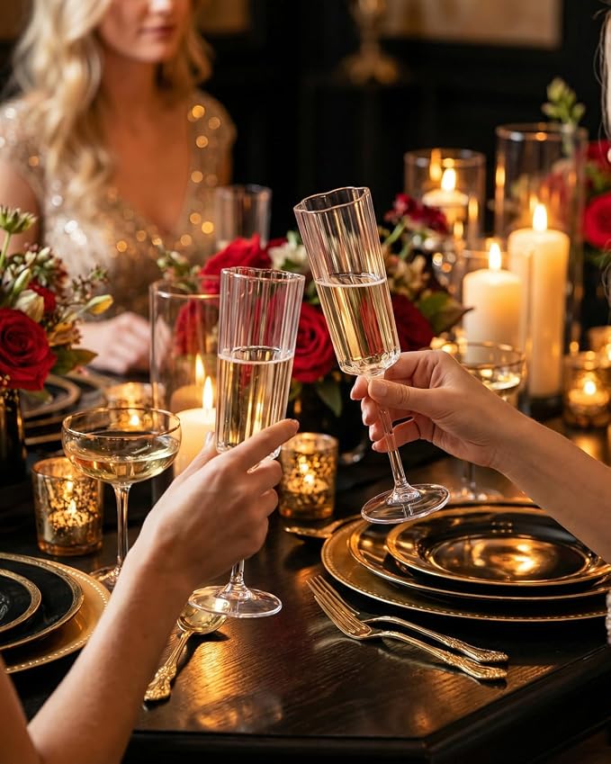 Ciaell 24 Pack Plastic Champagne Flutes - Image 3