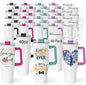 40 oz Sublimation Tumblers 40 Pack with 5 Color Handle Lid and Straw Stainless Steel Double Wall Vacuum Insulated Travel Mug Cup Bulk Blank for DIY Gift
