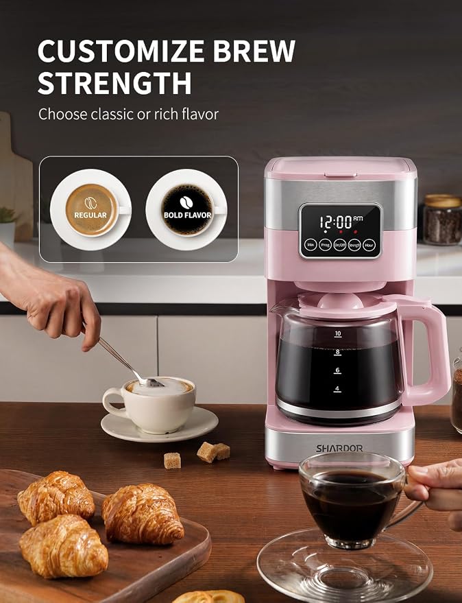 SHARDOR 10-Cup Programmable Coffee Maker, Regular & Strong Brew Drip Coffee - Image 4