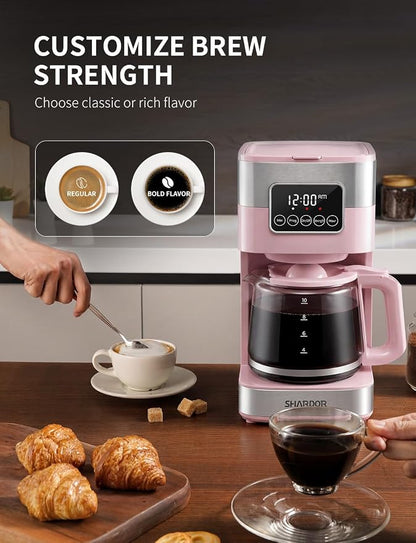 SHARDOR 10-Cup Programmable Coffee Maker, Regular & Strong Brew Drip Coffee - Image 4
