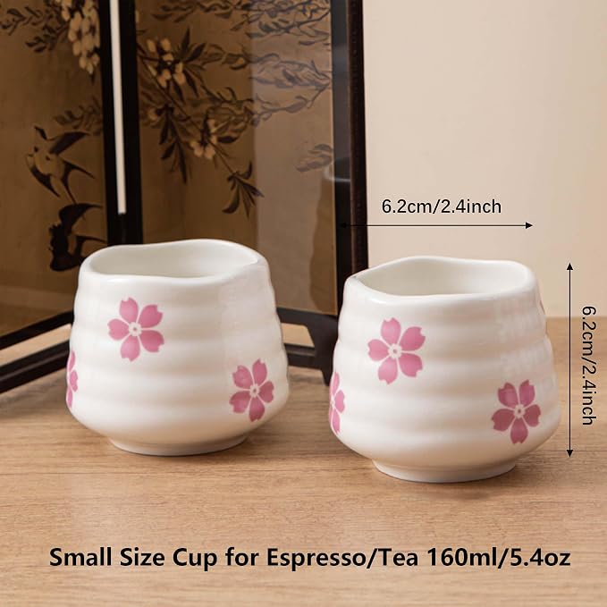 4pcs Japanese Tea Cup Set – Mini Size Cup 5OZ Ceramic Matcha Cup, Handless - Image 4