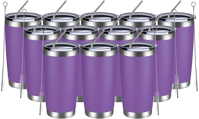 MEWAY 20oz Tumbler 12 Pack Double Wall Vacuum Insulated Travel Mug Bulk by MEWAY