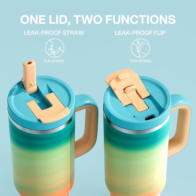 40 oz Tumbler with Handle and Straw: Stainless Steel Insulated Tumbler Keeps - Image 4