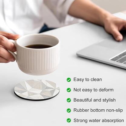 Geometric Minimalist Coasters Set of 6, Absorbent Coasters - Image 4