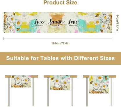 Daisy Floral Table Runner, Rustic Colorful Bright Spring Yellow Daisy Flower - Image 5