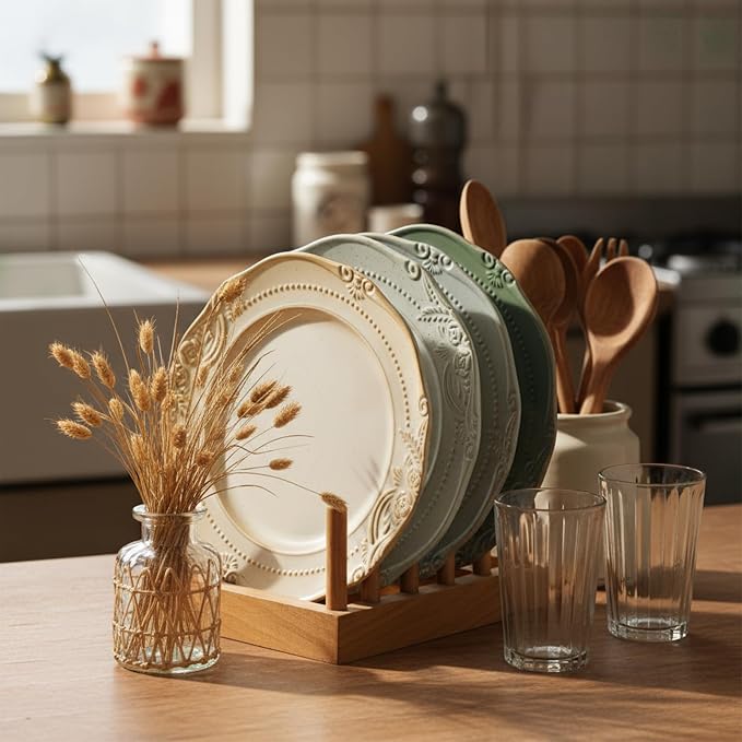 salad plates set of 4, 10.5 inch Reactive Glaze Stoneware Dinner Dish Set - Image 7