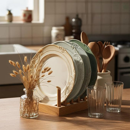salad plates set of 4, 10.5 inch Reactive Glaze Stoneware Dinner Dish Set - Image 7