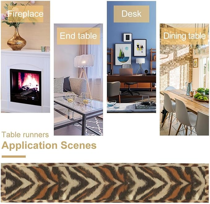 Tiger Animal Skin Print Table Runner, Rustic Cottage Country Farm Animal Fur - Image 7