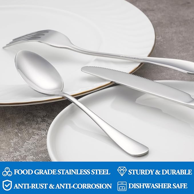 24 Pcs Forks and Spoons Silverware Set, Food Grade Stainless Steel Flatware - Image 3