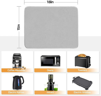 Heat Resistant Mats for Countertop - Fireproof 15x18 in Heat Resistant Mats for Air Fryer - Kitchen Countertop Protector for Air Fryer, Coffee Maker, Stand Mixer, Toaster, Oven 2PCS - Grey