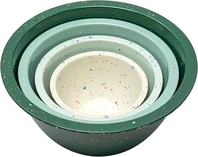 Confetti Melamine Mixing Bowls Set, 4 Piece Nesting BPA free Green | 4-Piece by bzyoo